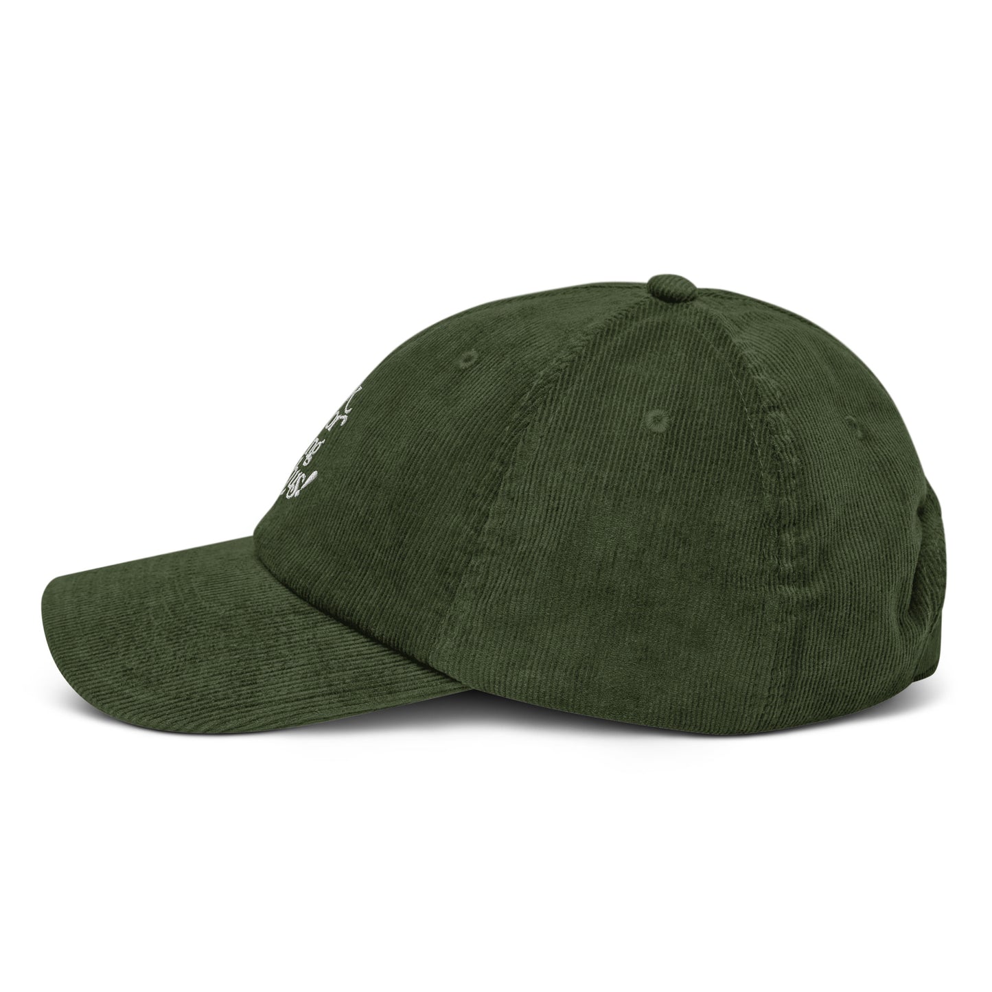 Thank You For Riding With Us! Embroidered Corduroy Cap Green
